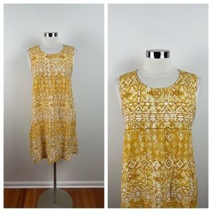Roxy Yellow White Geometric Aztec Dress Women Medium Lightweight India